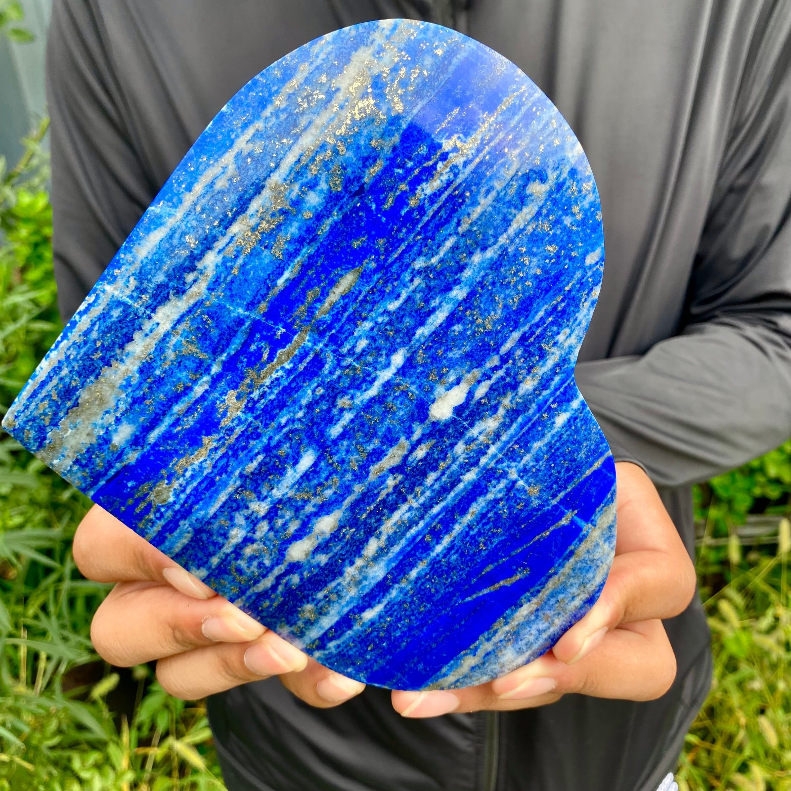 2.1LB Natural Polished Lapis Lazuli Heart Stone Chakra Healing Crystal Home De