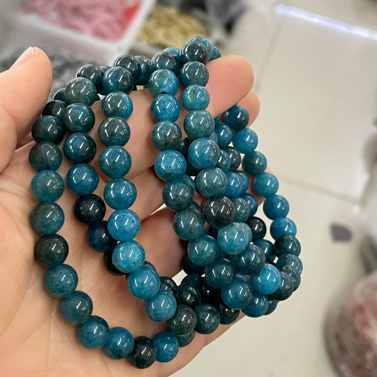 8mm 10pcs Natural Apatite Bracelet Healing Stretchy Healing Gemstone