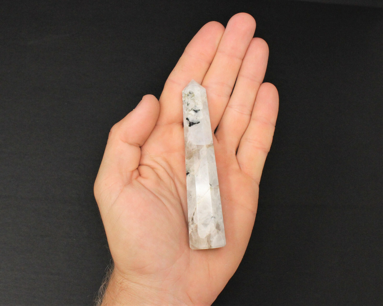 Rainbow Moonstone Obelisk (6-Sided, ‘A’ Grade, Moonstone Crystal Tower, Point)