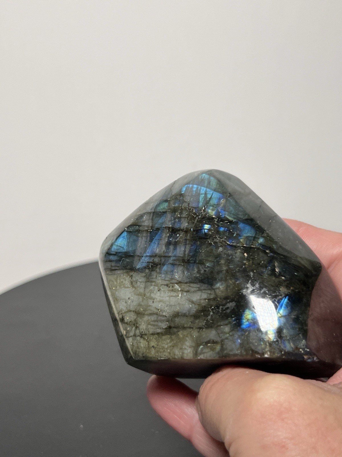 Labradorite 2 Piece Set w/Flash – Freeform & Sphere (63mm) w/holder