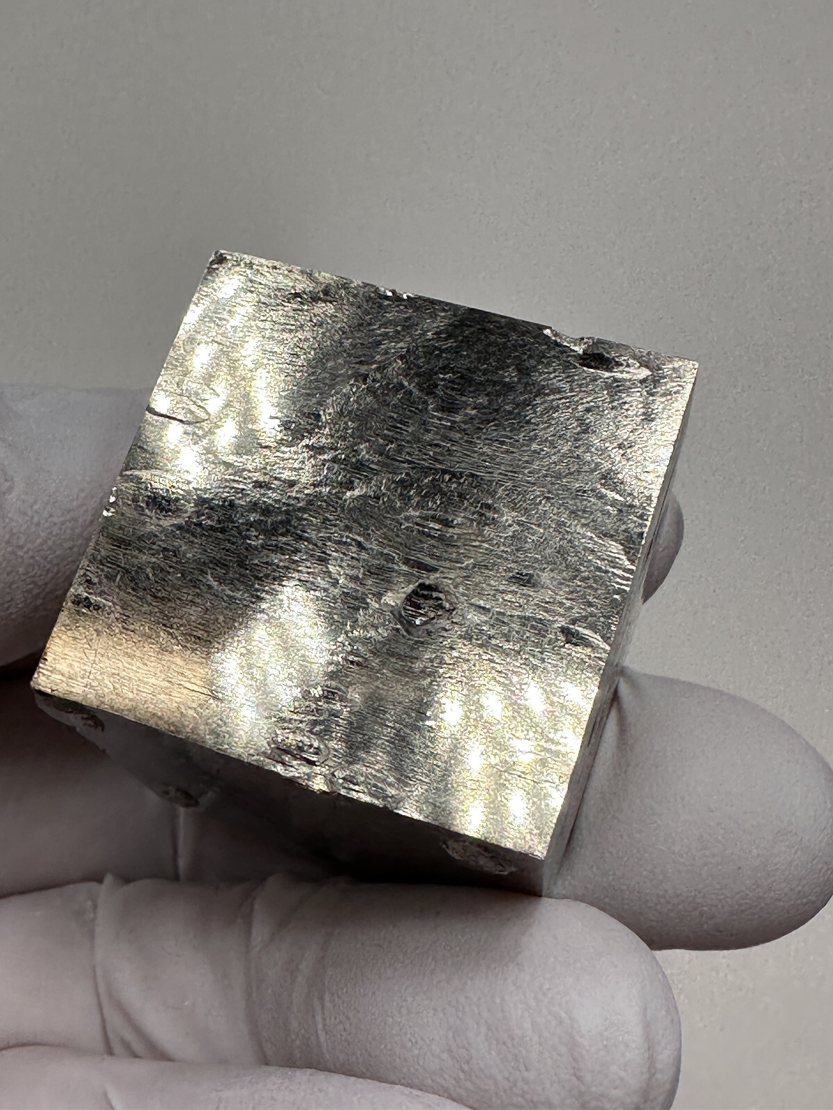 MIRROR SHINE__Beautiful Lusterous 1 1/4” Pyrite Cube__Navajun Mine, Spain