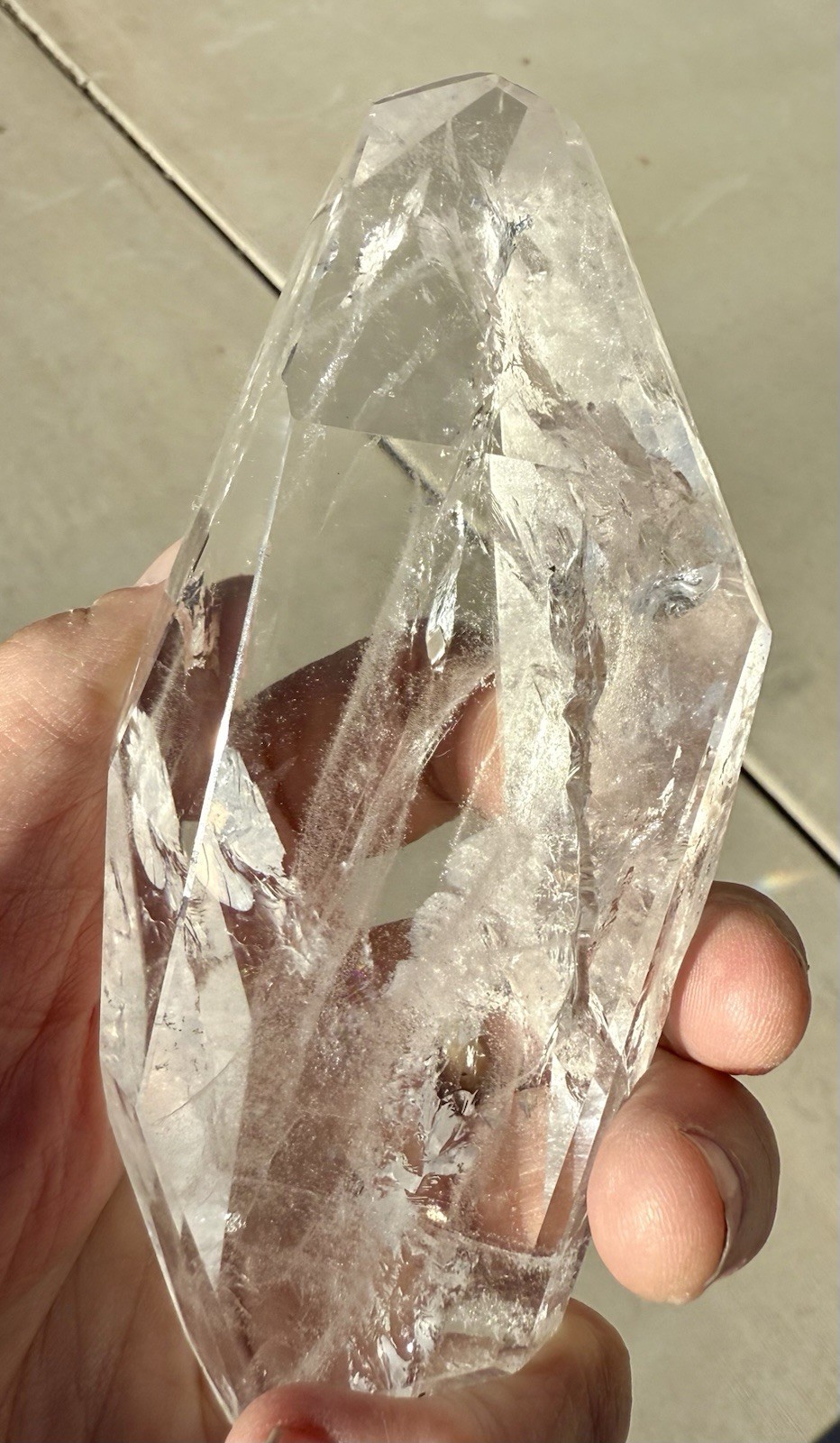 HIGHEST QUALITY CLEAR Quartz Crystal Geometric Freeform 472gr my bEST w/Stand