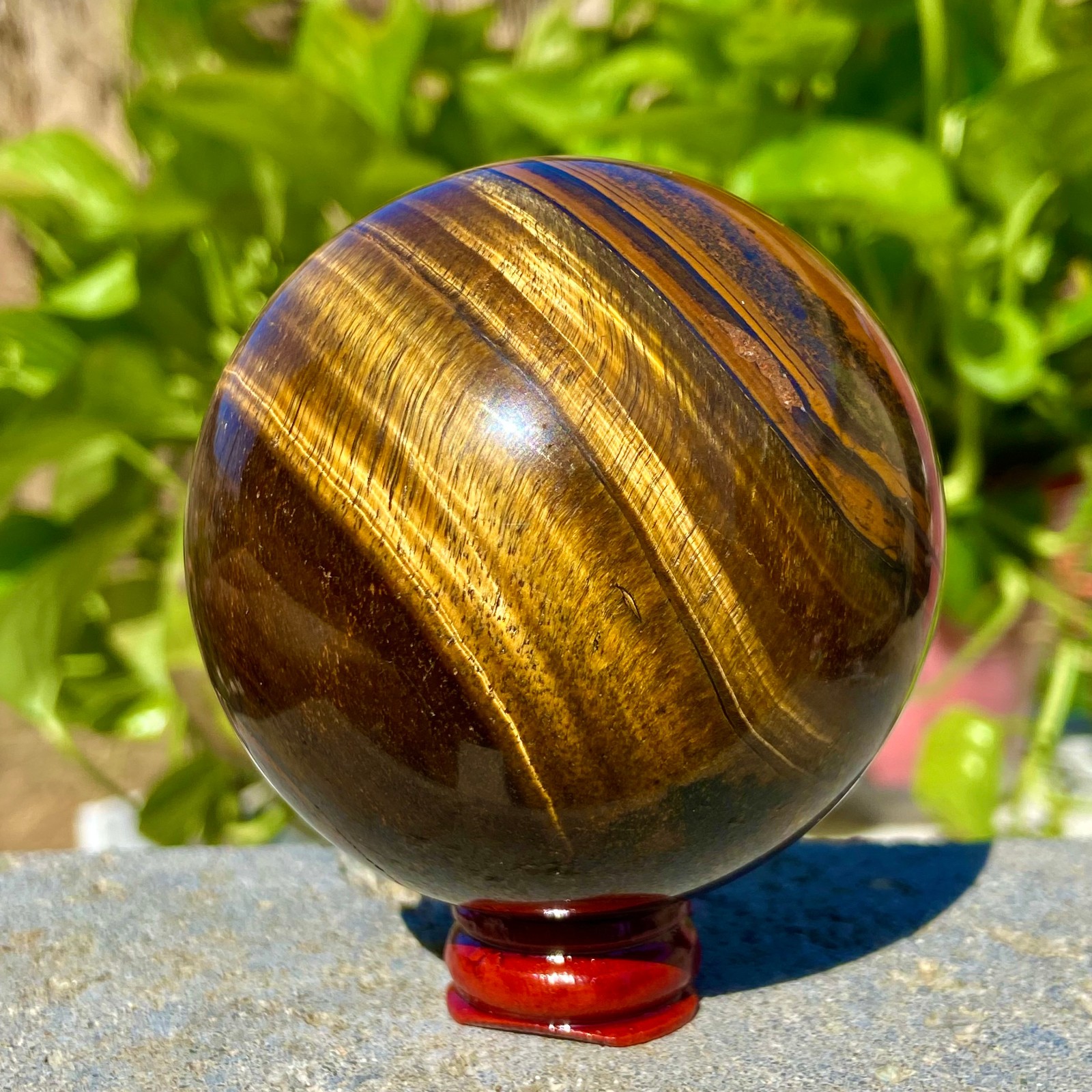 1.2LB Large Natural Tiger Eye Stone Crystal Ball Quartz Healing Sphere Décor
