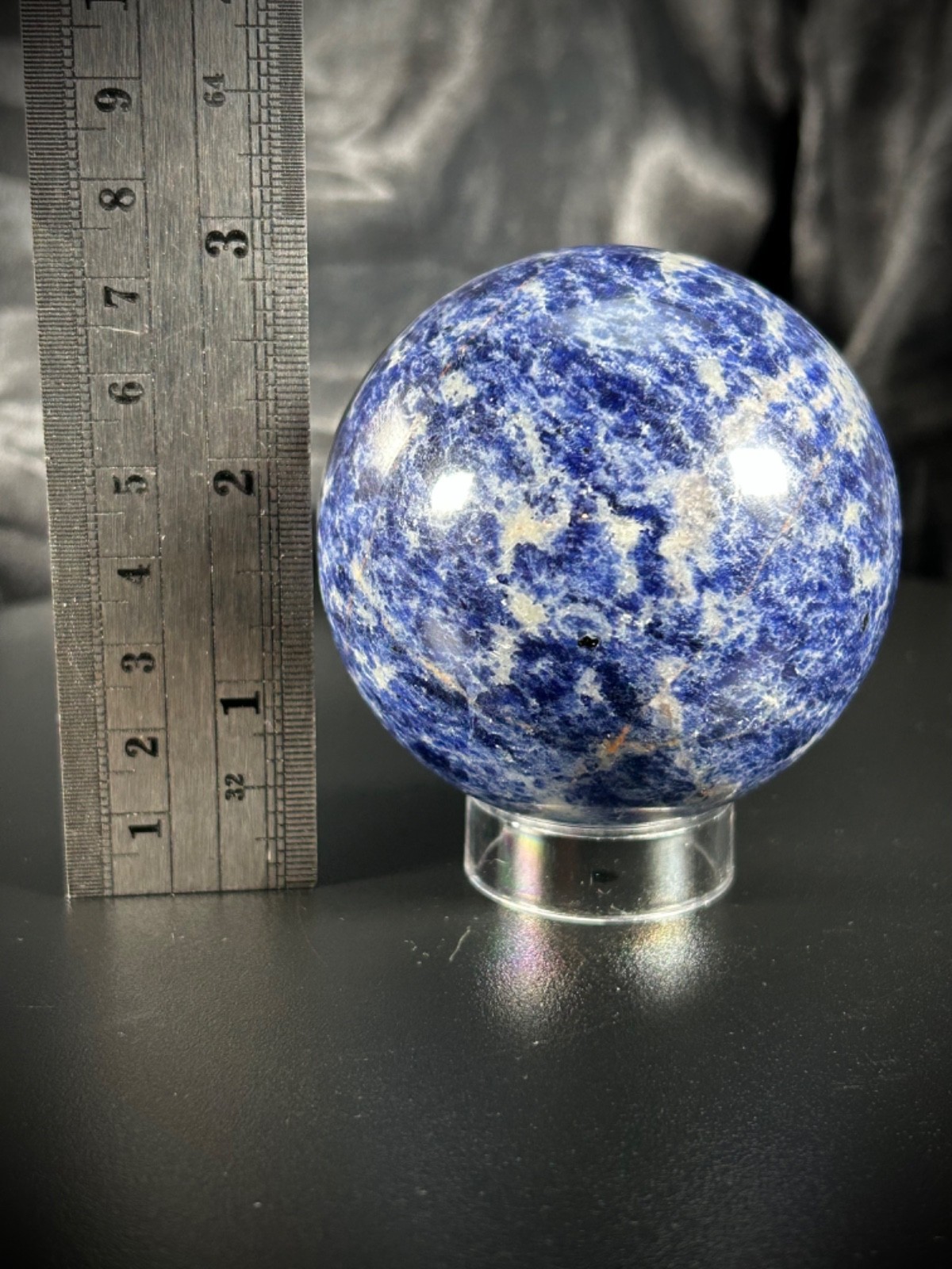 2.6″ Sodalite Sphere With Acrylic Stand 13.4oz (380 grams)