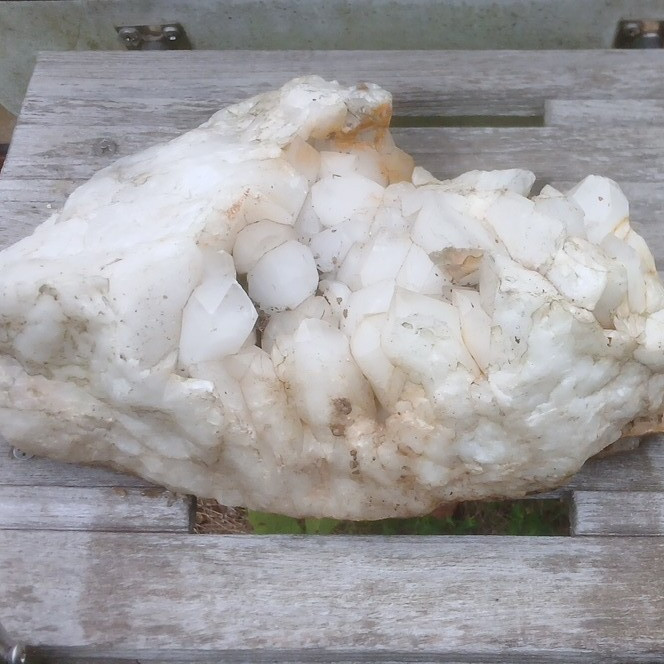 White Quartz Crystal Cluster in Matrix Mineral Specimen Display Piece