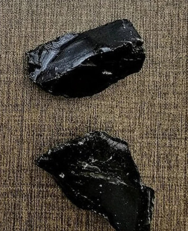 3PCS Genuine Raw Black Obsidian Stones Healing Natural Crystal Mineral Specimens
