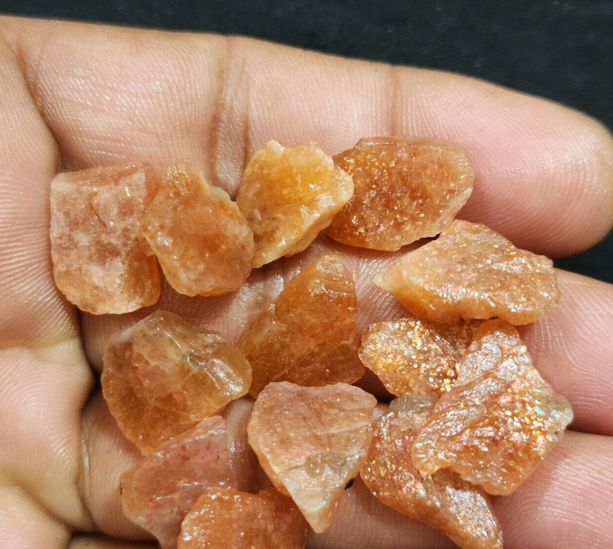 Awesome Rare Sunstone Raw 13 Pcs Lot Size 13-18 MM Sunstone Rough Loose Gemstone