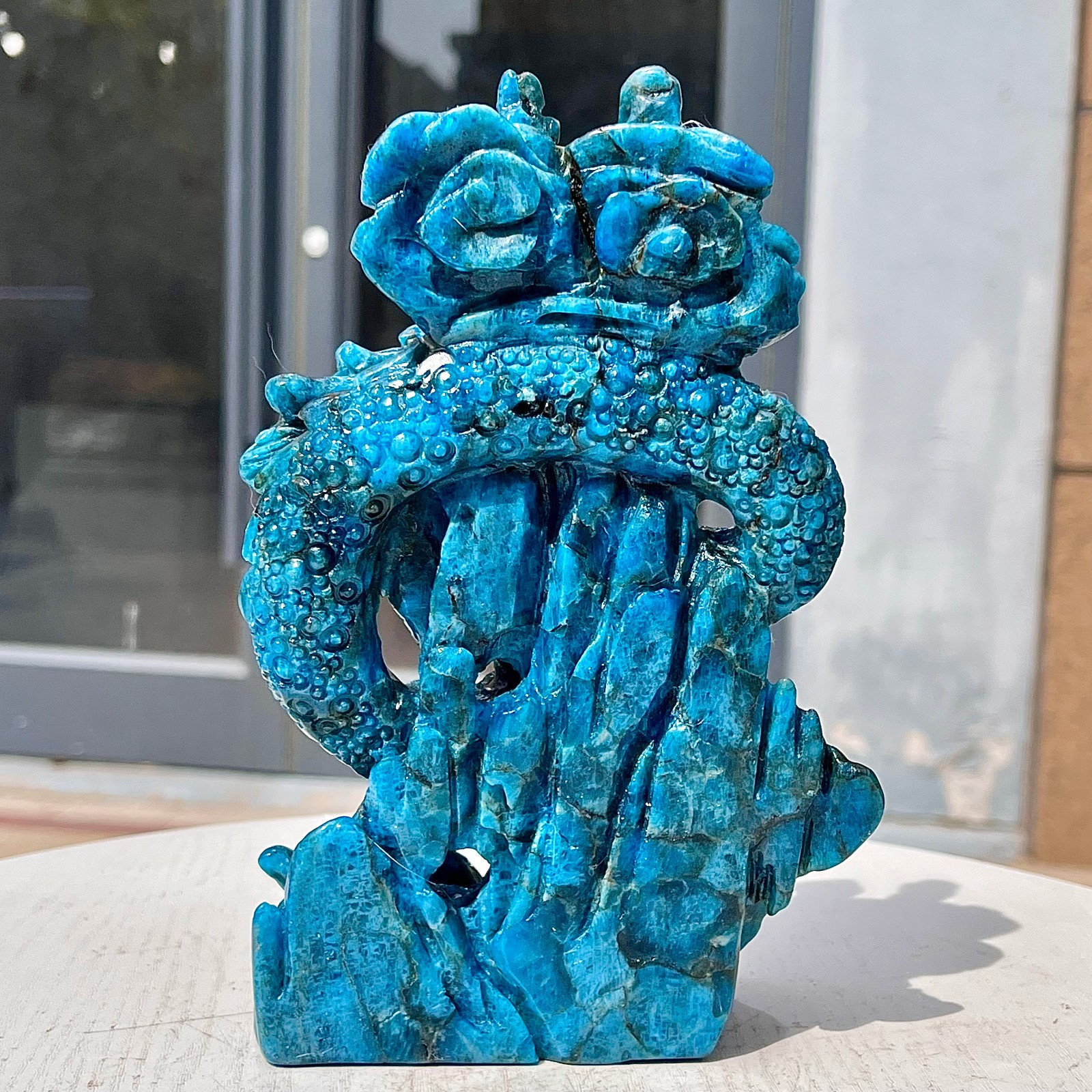2.99LB Natural dreamy blue lithium gray pattern hand carved and healed