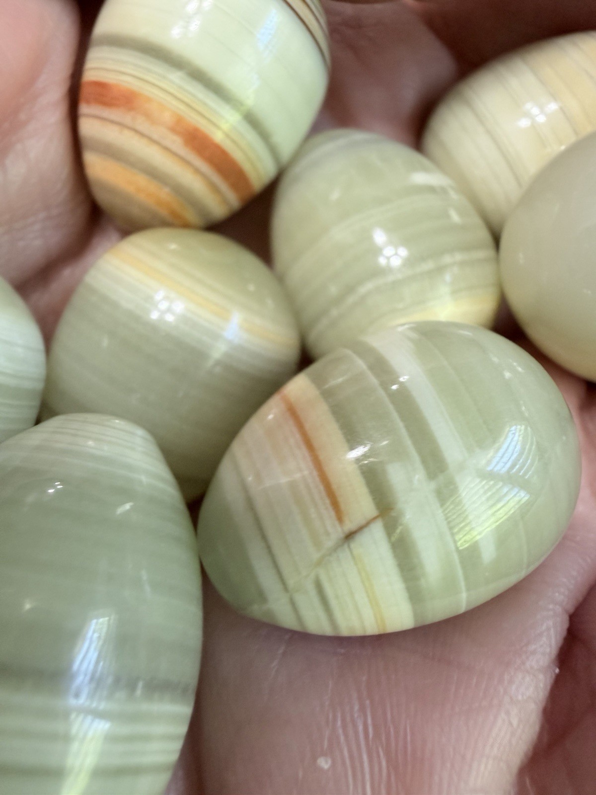 Lot Of 10 Green Onyx Eggs Gemstones 20mmx15mm Polished Ships Free!