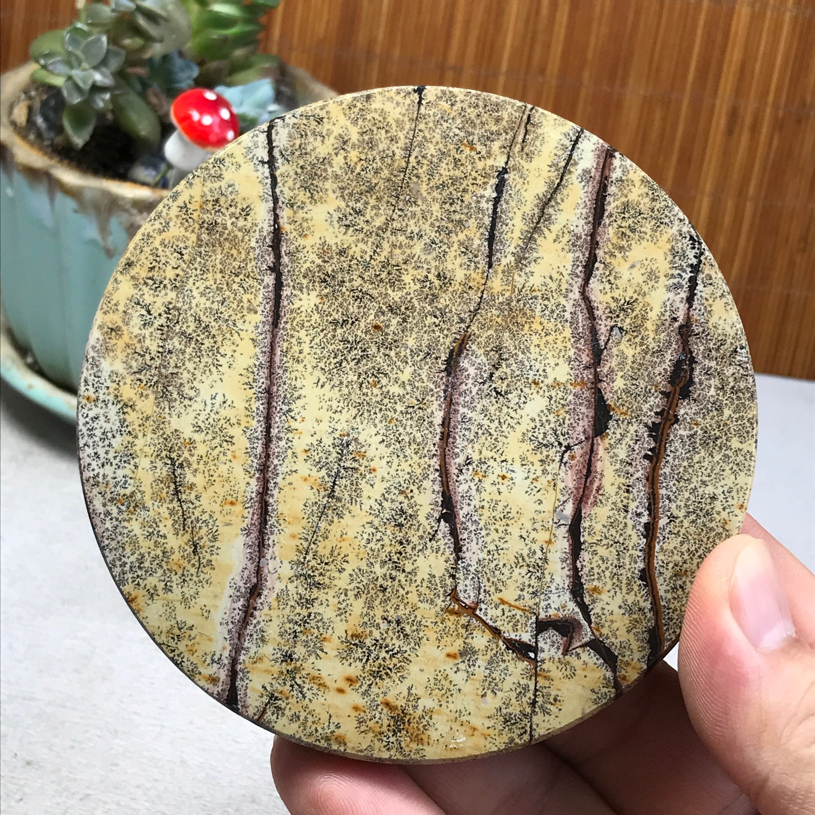 99mm Natural Chinese painting stone crystal ornaments for home decoration A6405