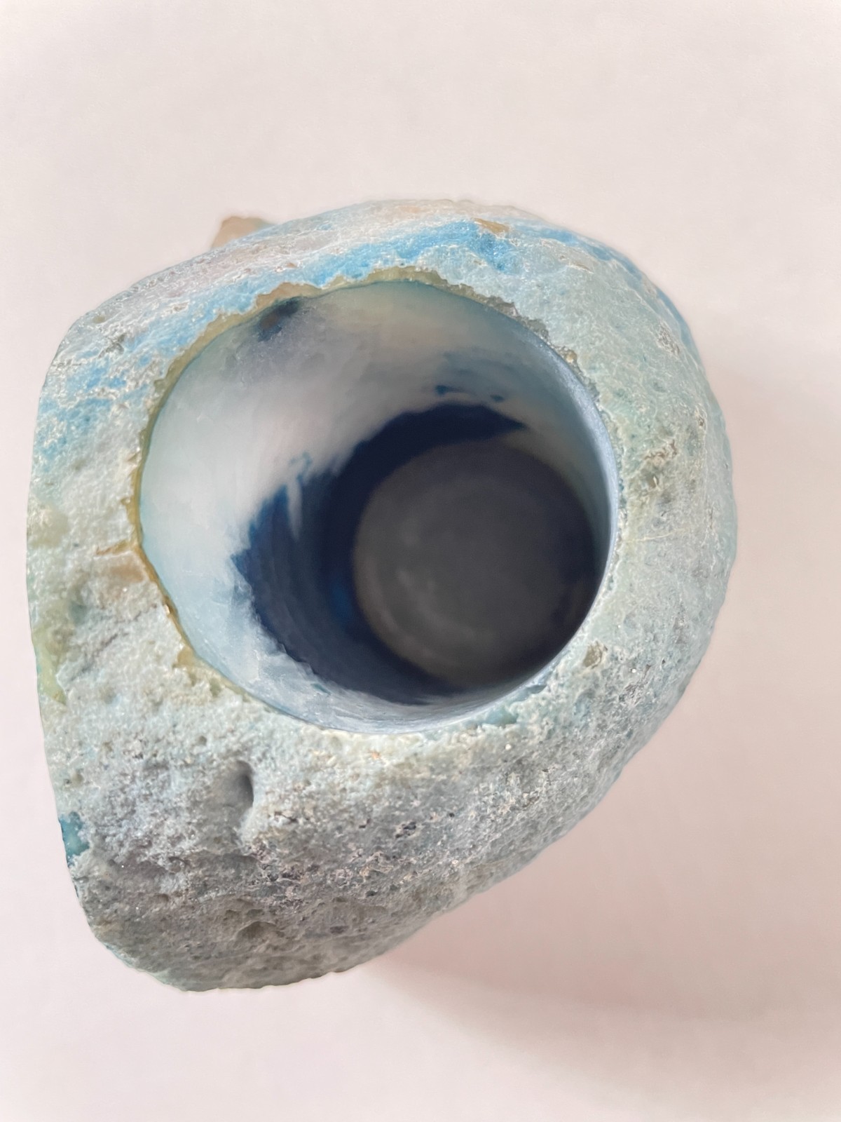 Quartz Crystal Druzy Half-Polished Blue Agate Geode Candle Holder Crystal Decor