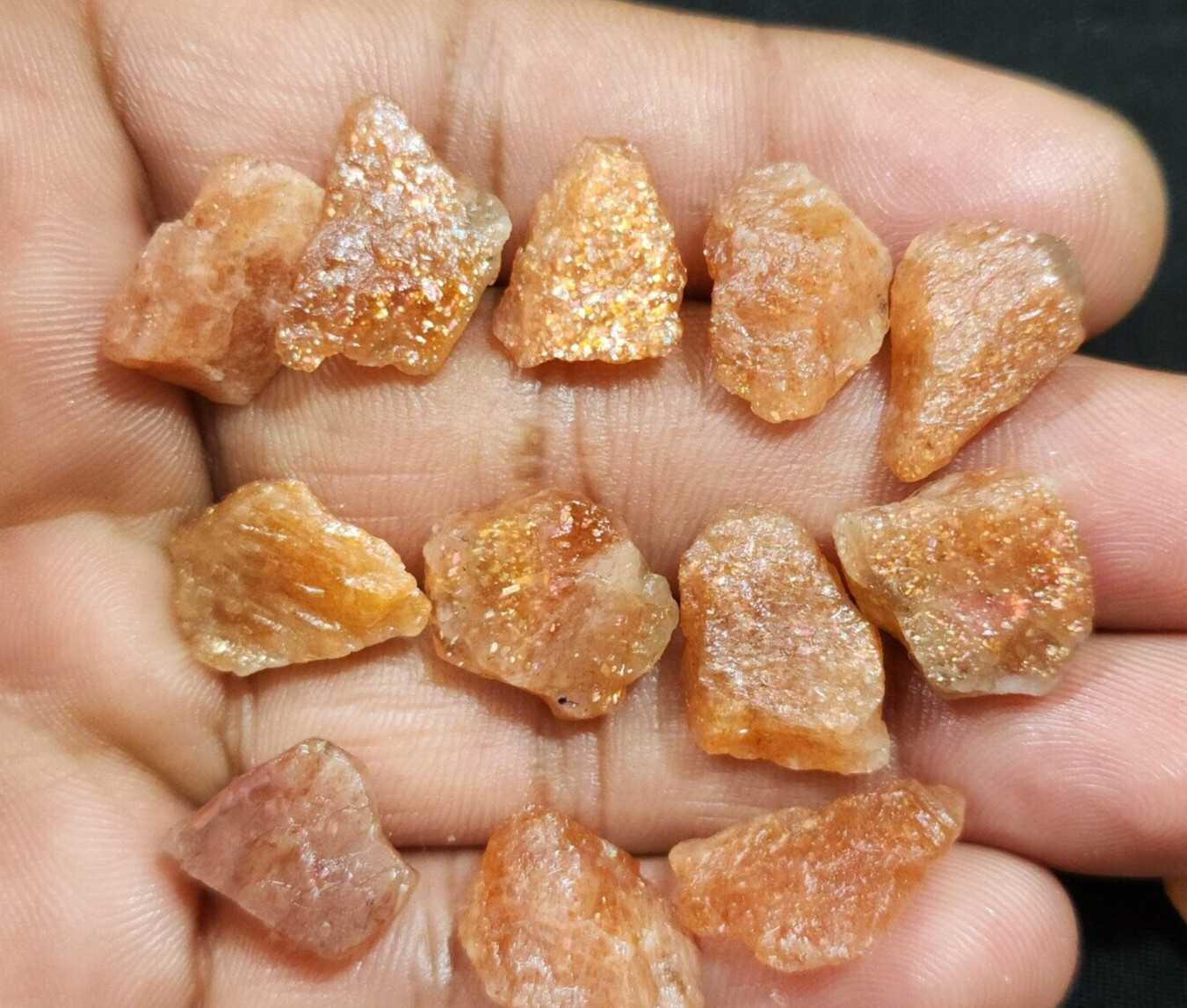 Awesome Rare Sunstone Raw 13 Pcs Lot Size 13-18 MM Sunstone Rough Loose Gemstone