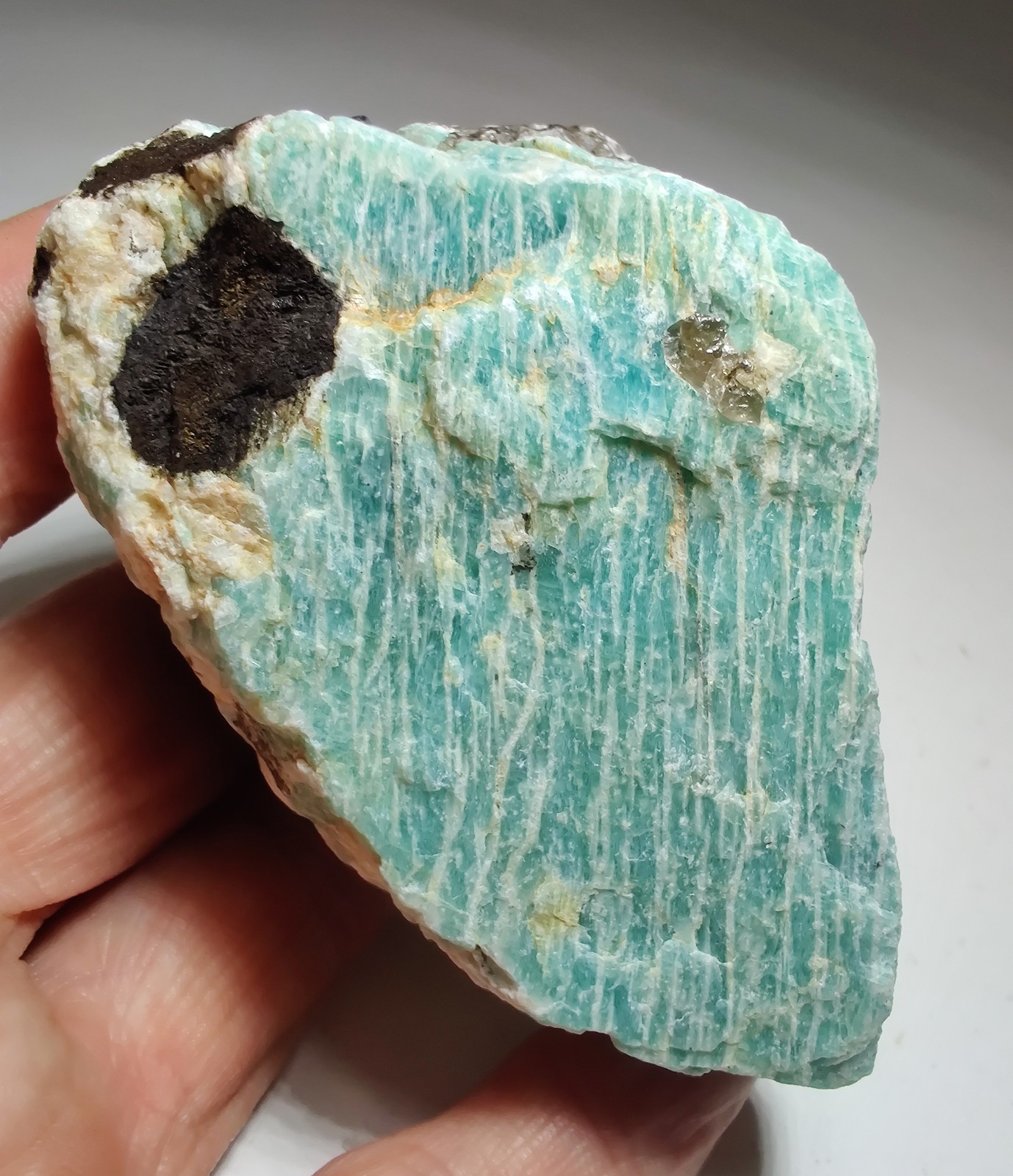 Amazonite with Smoky Quartz, great color. Antananarivo, Madagascar. 273 grams.