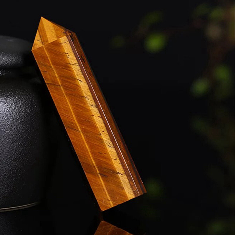 70-80mm Natural Tiger’s Eye Quartz Crystal Energy Wand Obelisk Pillar Tower US