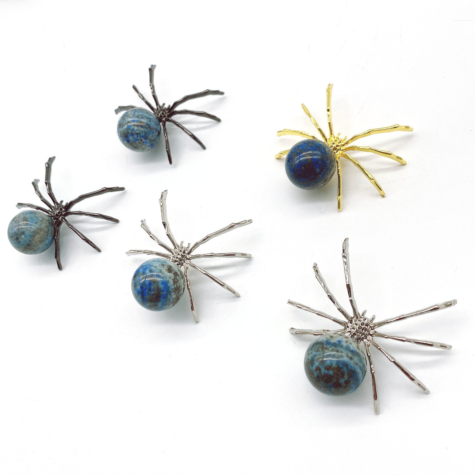50pcs Natural Lapis Lazuli Spider Reiki Sphere Crystal Quartz Healing Decorate