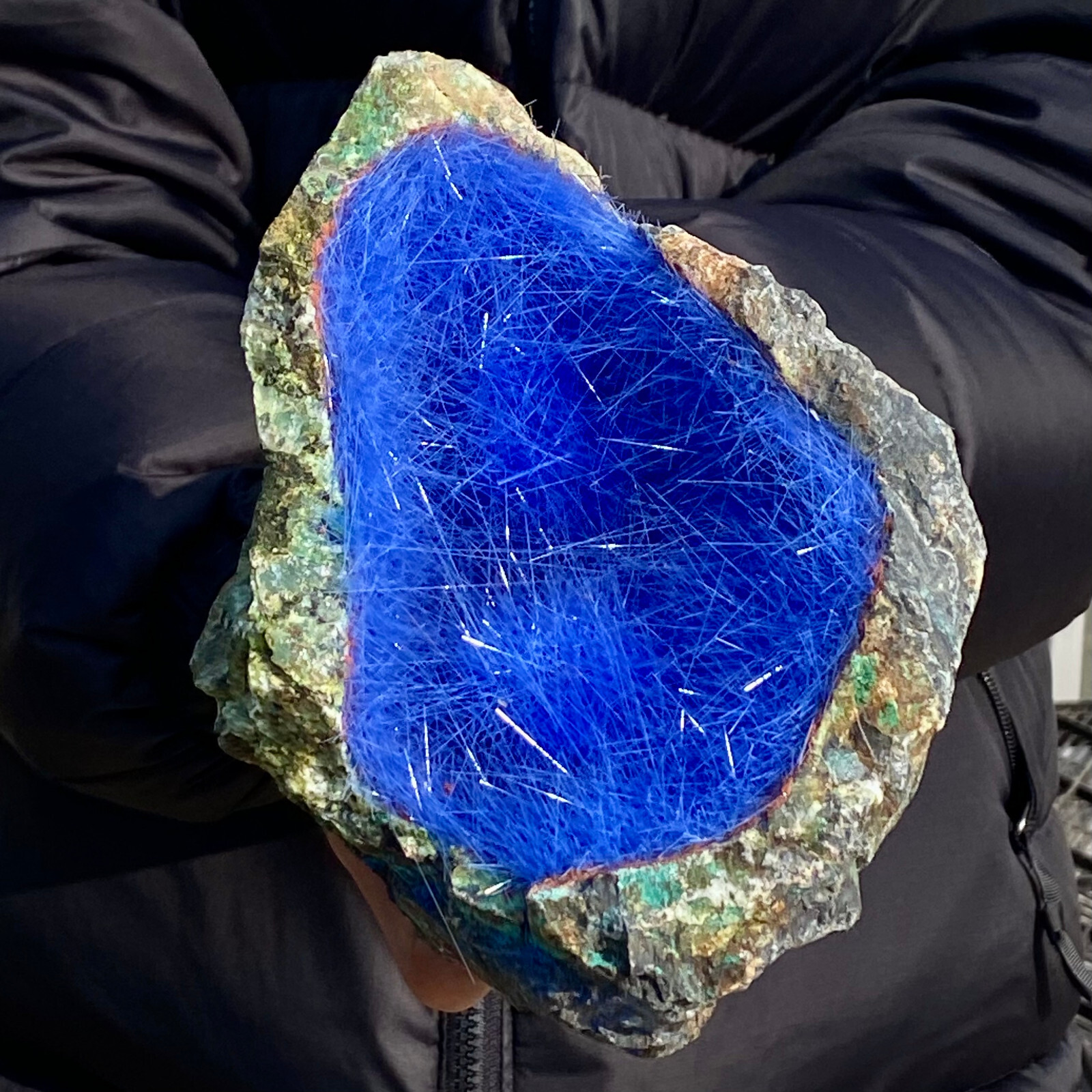 7.17LB Natural Blue Needle Iron Ore Mineral , Original Ore Quartz Crystal