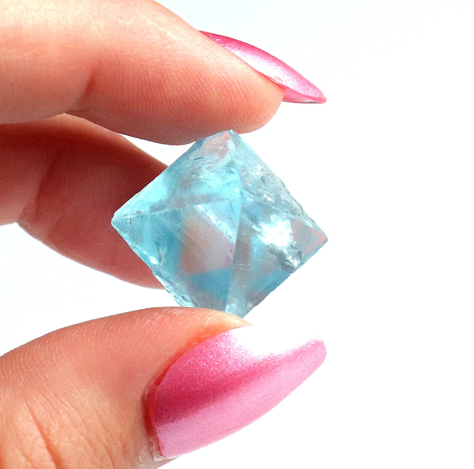 Fluorite Octahedron Gemmy Sky Blue Color Cave In Rock, Illinois 2.4 Cms