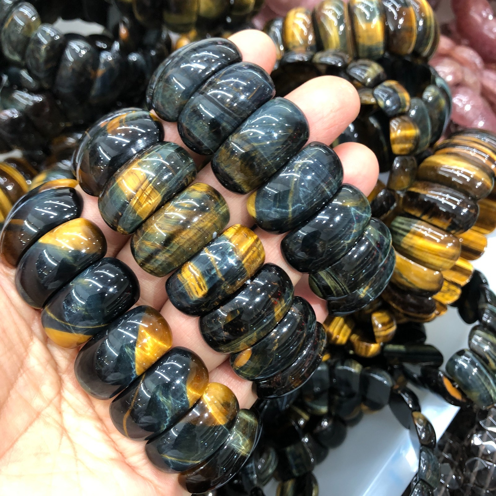 1Pcs Natural Tiger’s Eye Stone Bracelet Brown Gemstone Stretch Bracelet Handmade