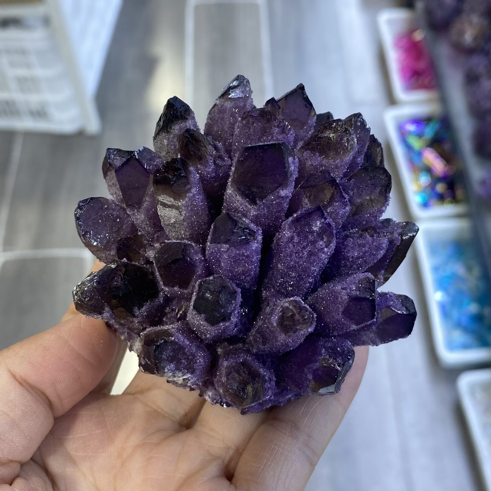 340g New purple Phantom Quartz Crystal Cluster Mineral Specimen Reiki Random