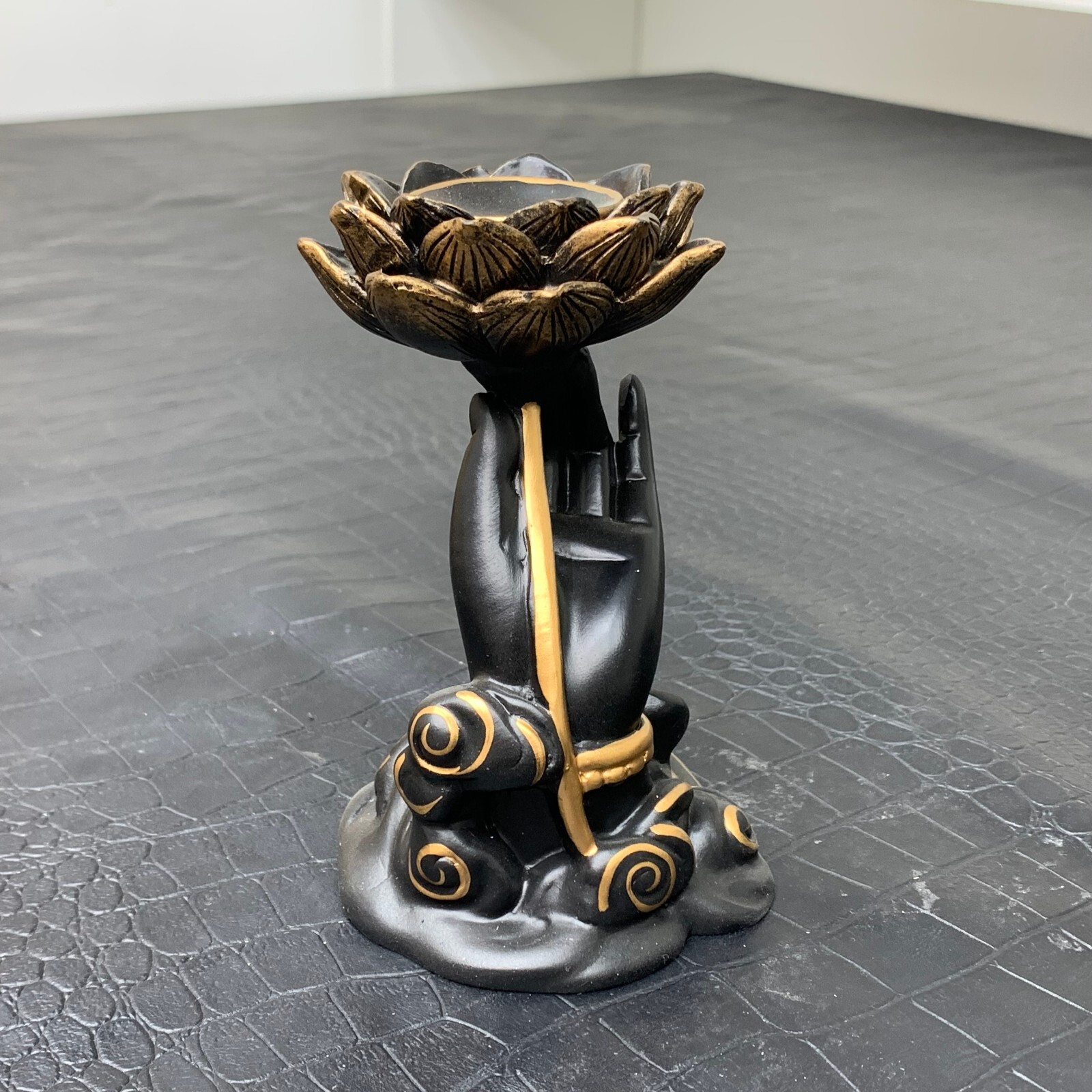 Lotus hand Sphere Resin Holder Stand Base Crystal Ball showing stand C123