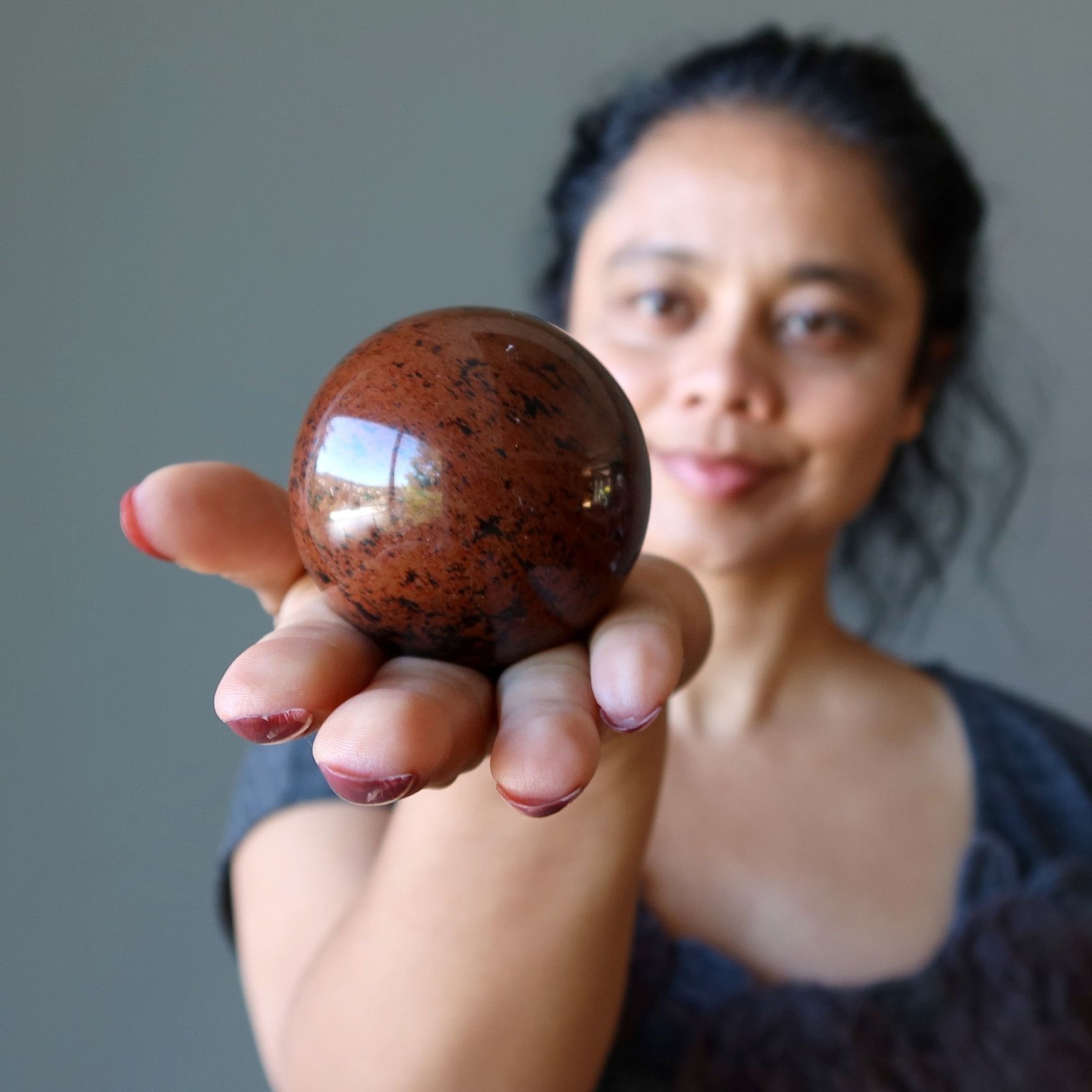 Mahogany Obsidian Sphere Elegant Gent Crystal Ball Grounding Protection Healing