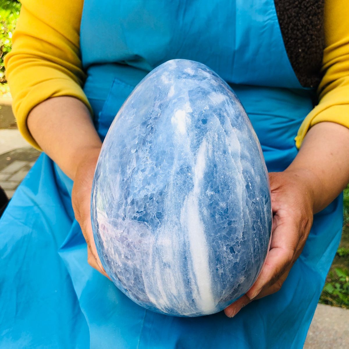 9.3LB Natural Beautiful Blue Crystal Egg Crystal Mineral Specimen Healing 4766