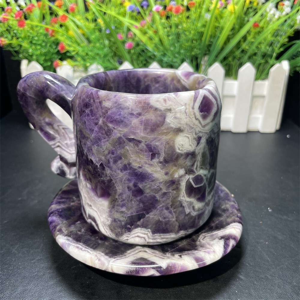 2.5LB 4.7″ Natural Dream Amethyst Cup Crystal Quartz Decor Figurine Carved