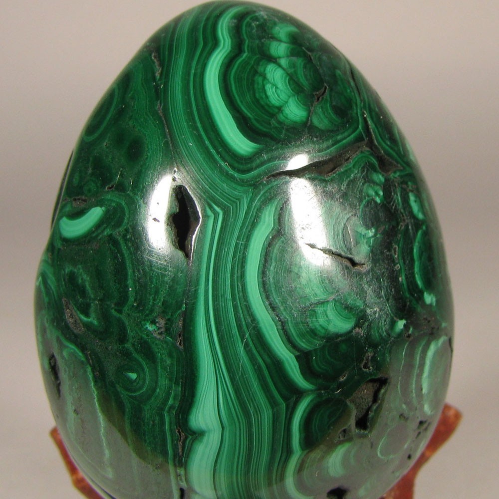2.3″ MALACHITE Egg Polished Gemstone Sphere w/ Stand – Congo, Africa