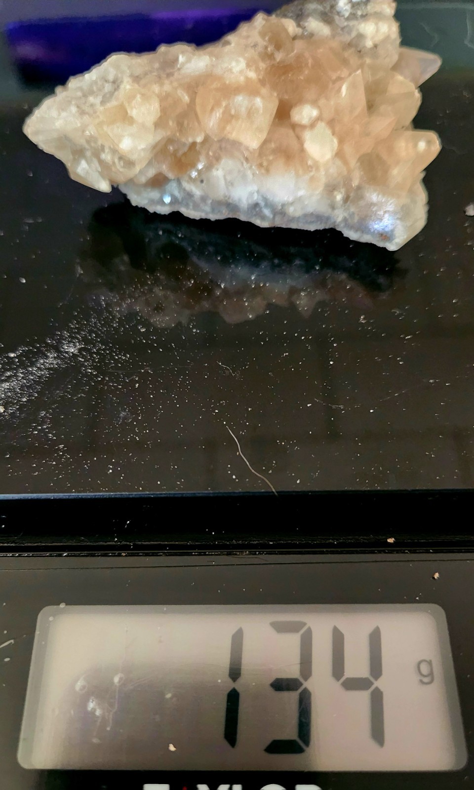 Natural Calcite & Quartz Crystal Cluster Specimen Honey Calcite on Matrix 134g