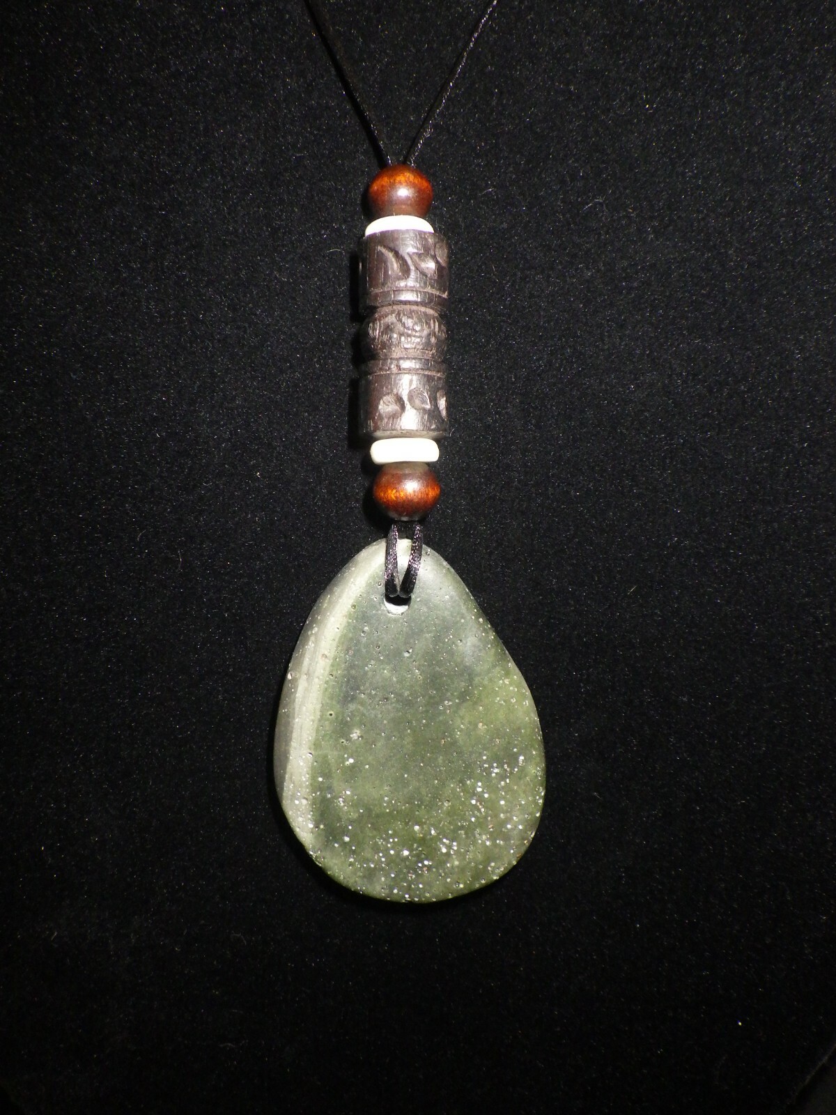 Leland Blue Stone Slag Glass Necklace Green Color