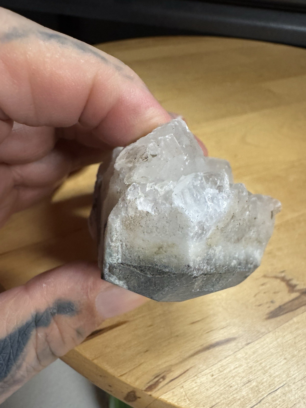 7099 Apophyllite With Stilabite India 1.5”T 2.0”W 3.4”L Wt. 8 Oz.