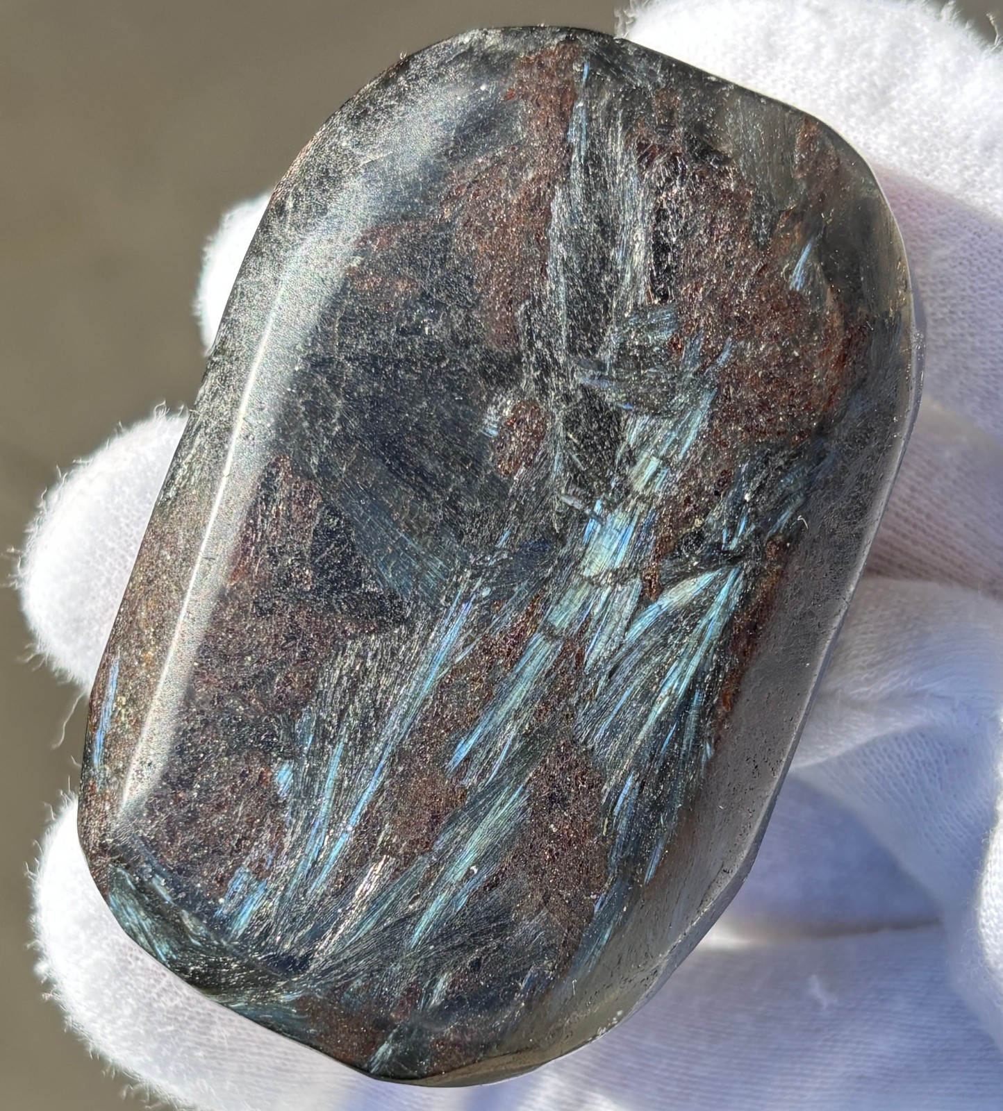 LOT PHOSPHOSIDERITE & ARFVEDSONITE Antho phyllite PALMSTONES PALM STONE FLASH