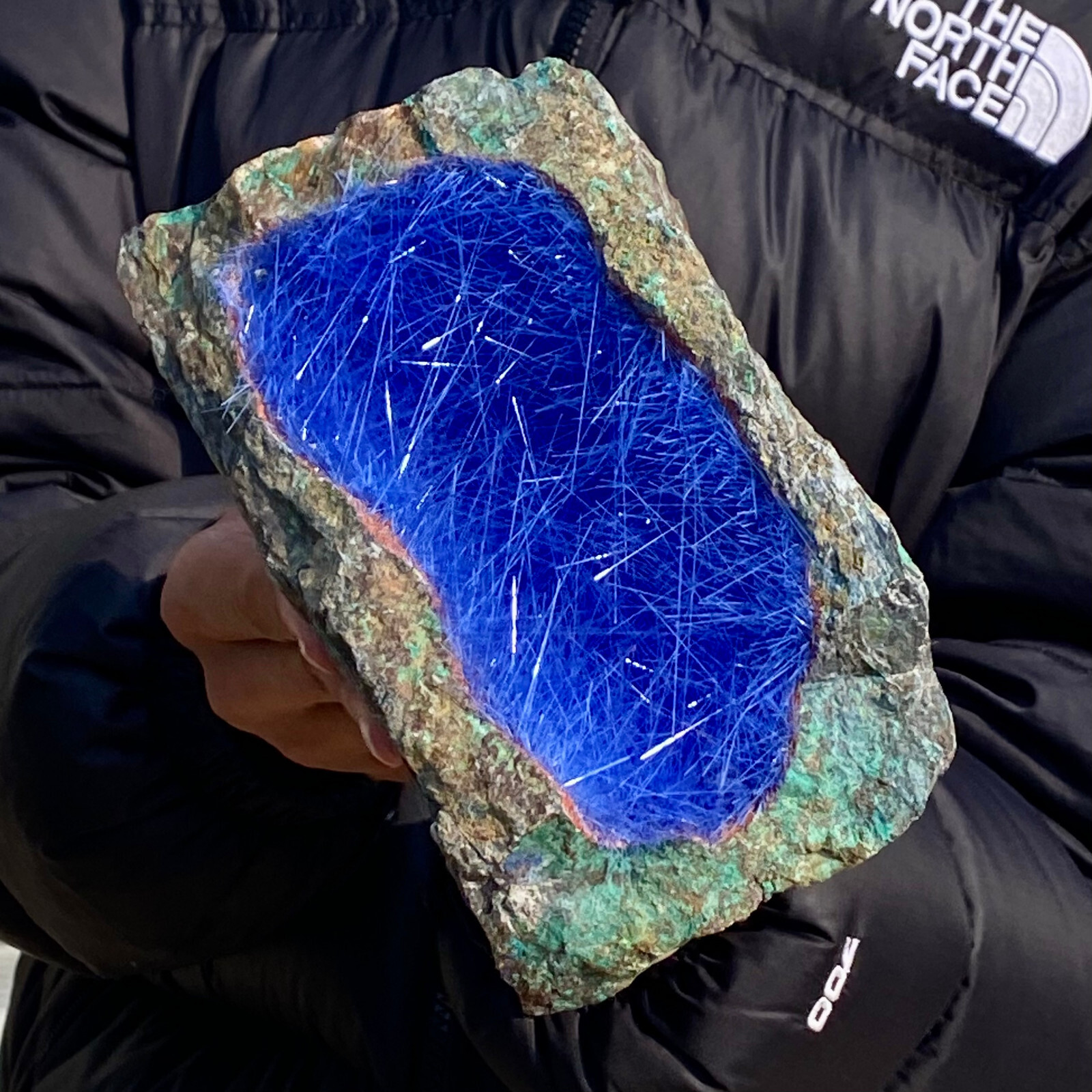 8.18LB Natural Blue Needle Iron Ore Mineral , Original Ore Quartz Crystal