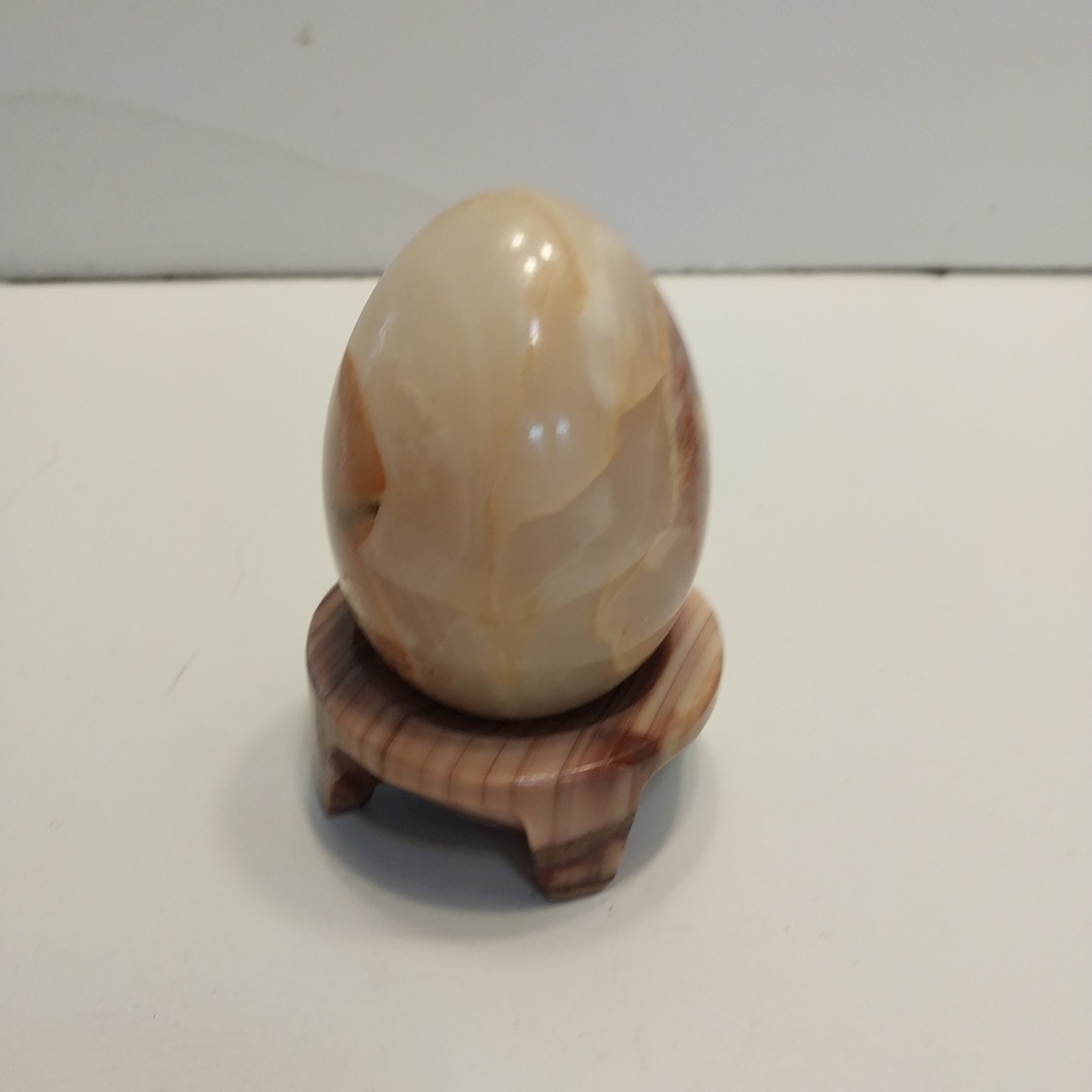 Banded Onix Stone Egg on Matching Footed Stand