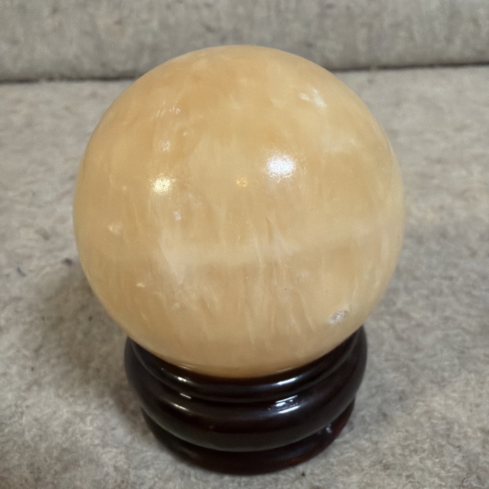 Citrine 5 Inch Sphere Crystal Ball with Wooden Stand Home Office Decor