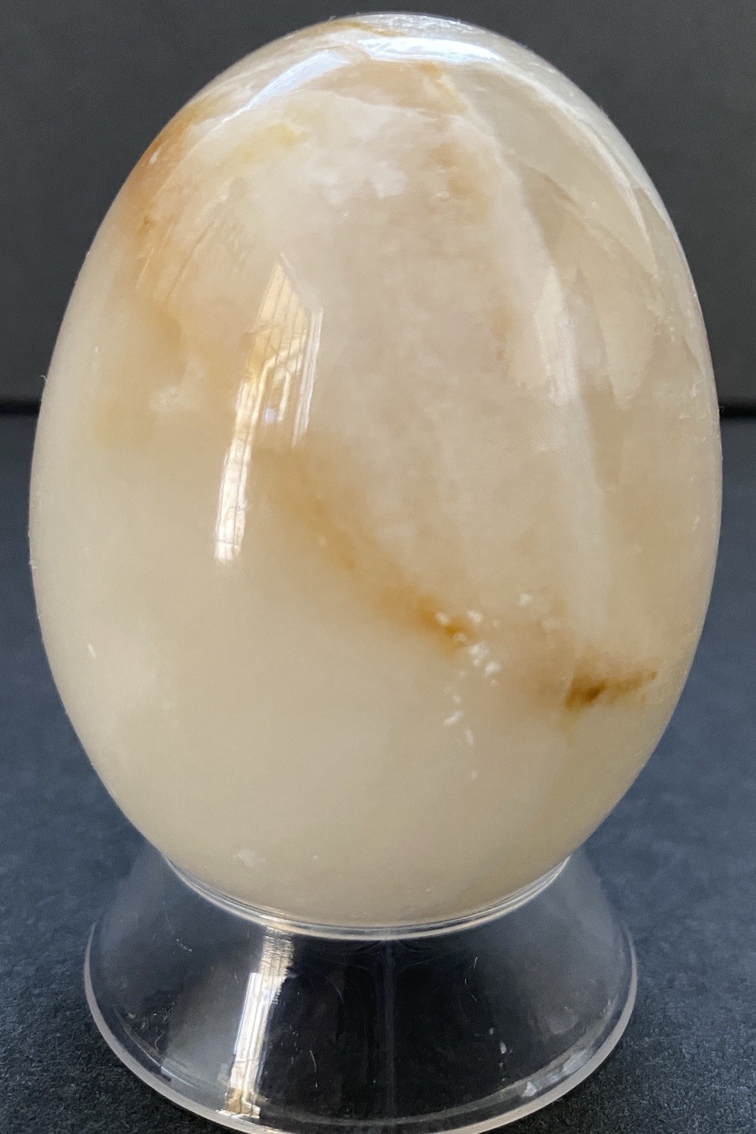 Natural Onyx Stone Egg With Stand Hand Polished Banded Agate Calcite Crystal