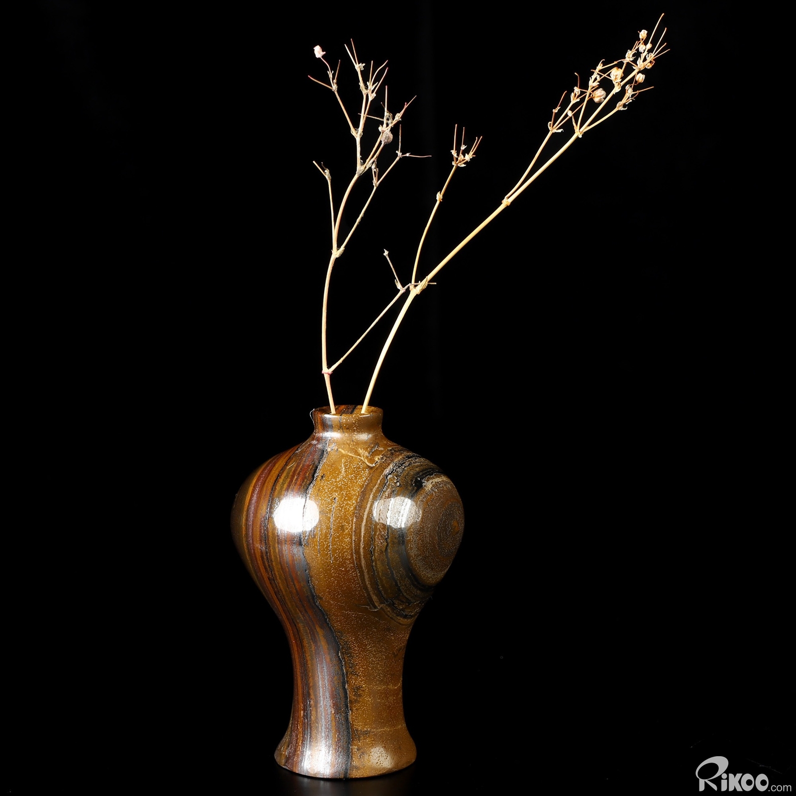 3.0″ Tiger Iron Eye Hand Carved Crystal Vase Sculpture, Crystal Healing
