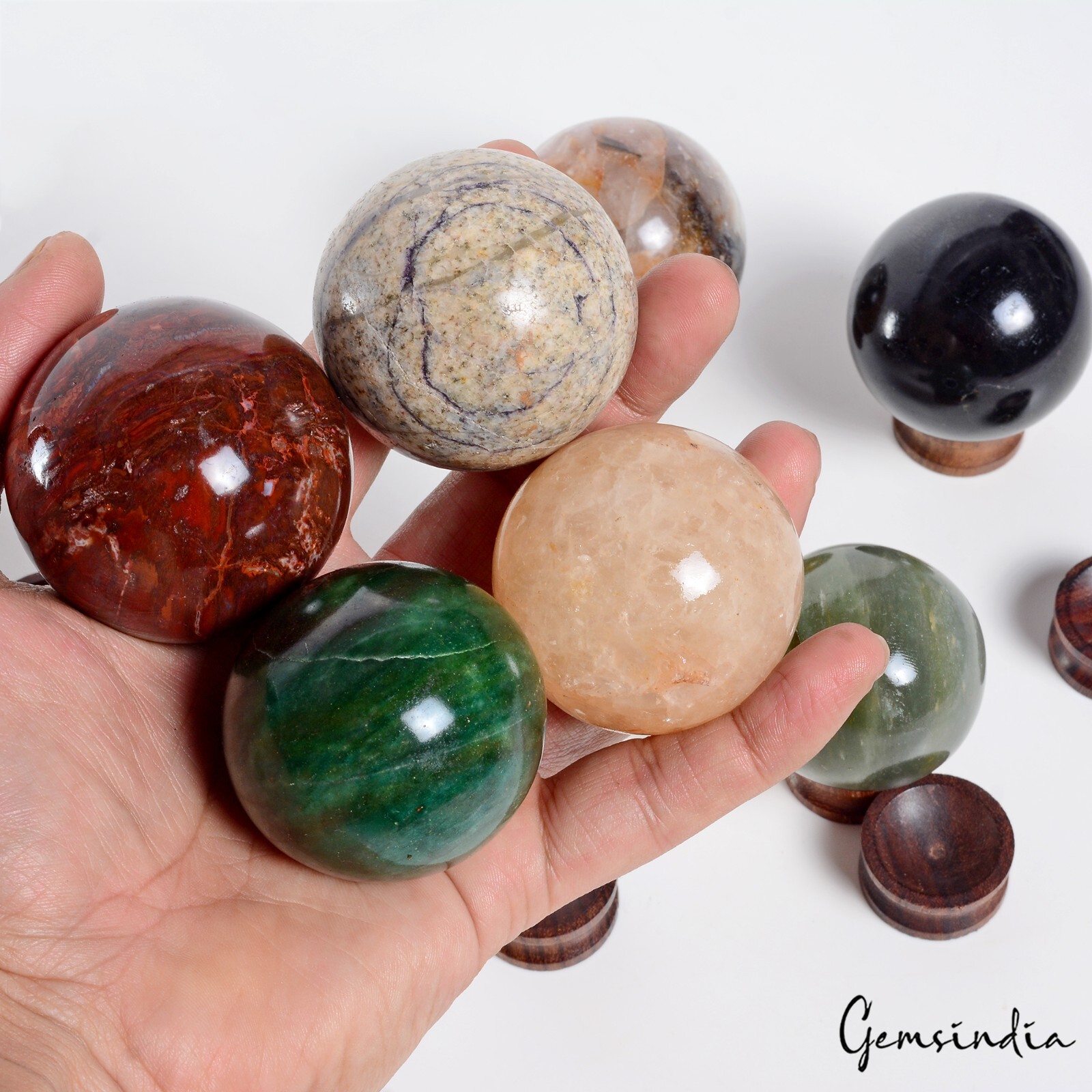 1.13 Kilo Natural Untreated Multi Gems Healing Crystal Mineral Sphere With Stand