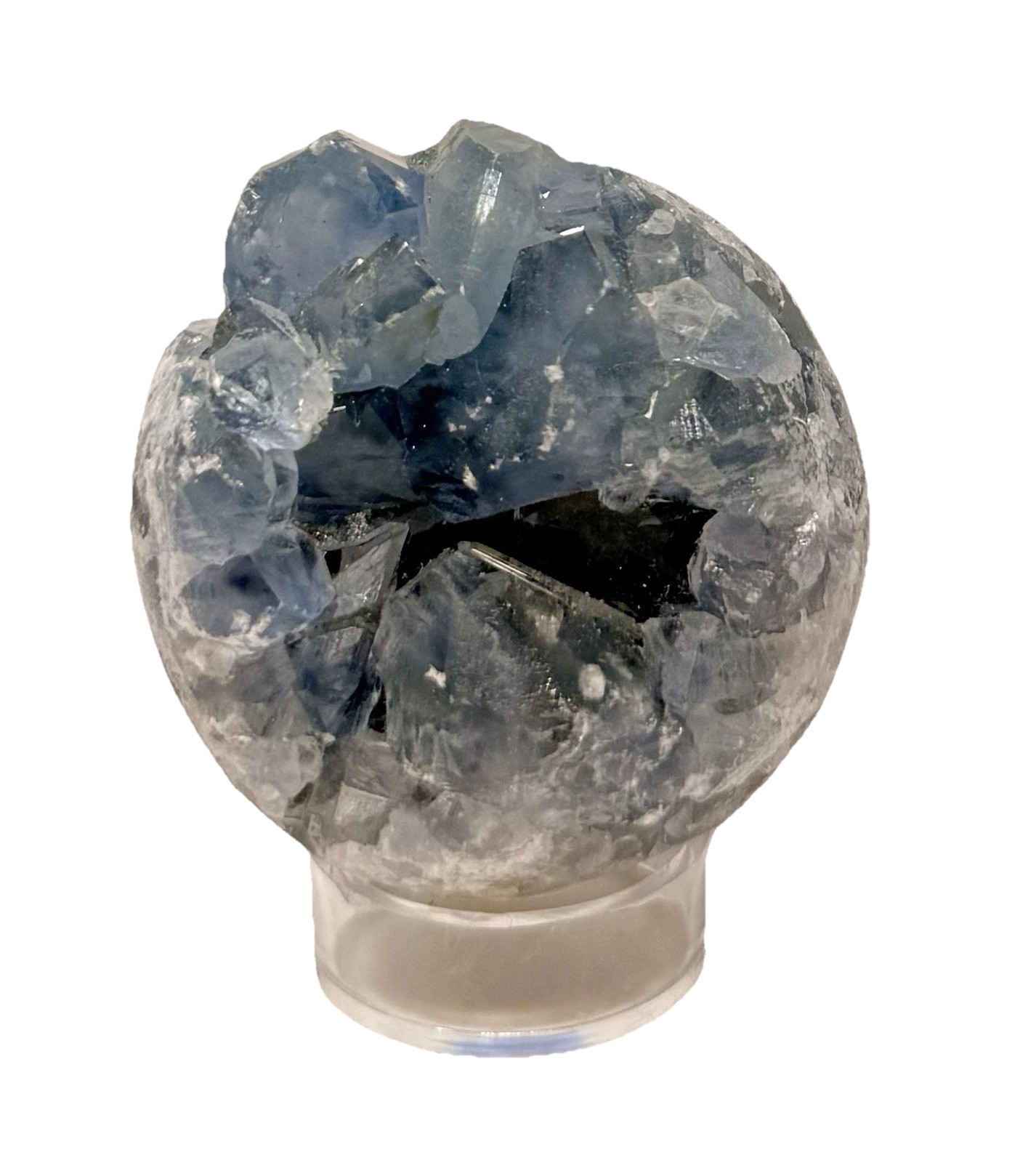 303g Celestite Cluster 2” Egg With Stand