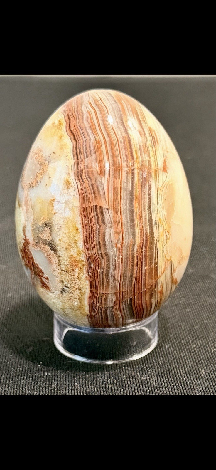 Polished Banded Agate Egg 3”Carnelian Sardonyx Onyx Stone Stand