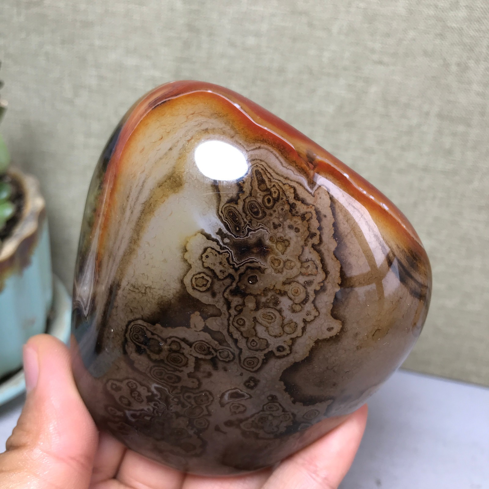 85mm Crazy Lace SILK Banded Agate Polished Crystal Specimen Tumbled 318g A5254
