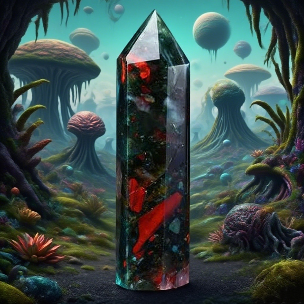 Natural Dragon Blood Stone Crystal Tower Point Obelisk Healing Energy Wand Decor