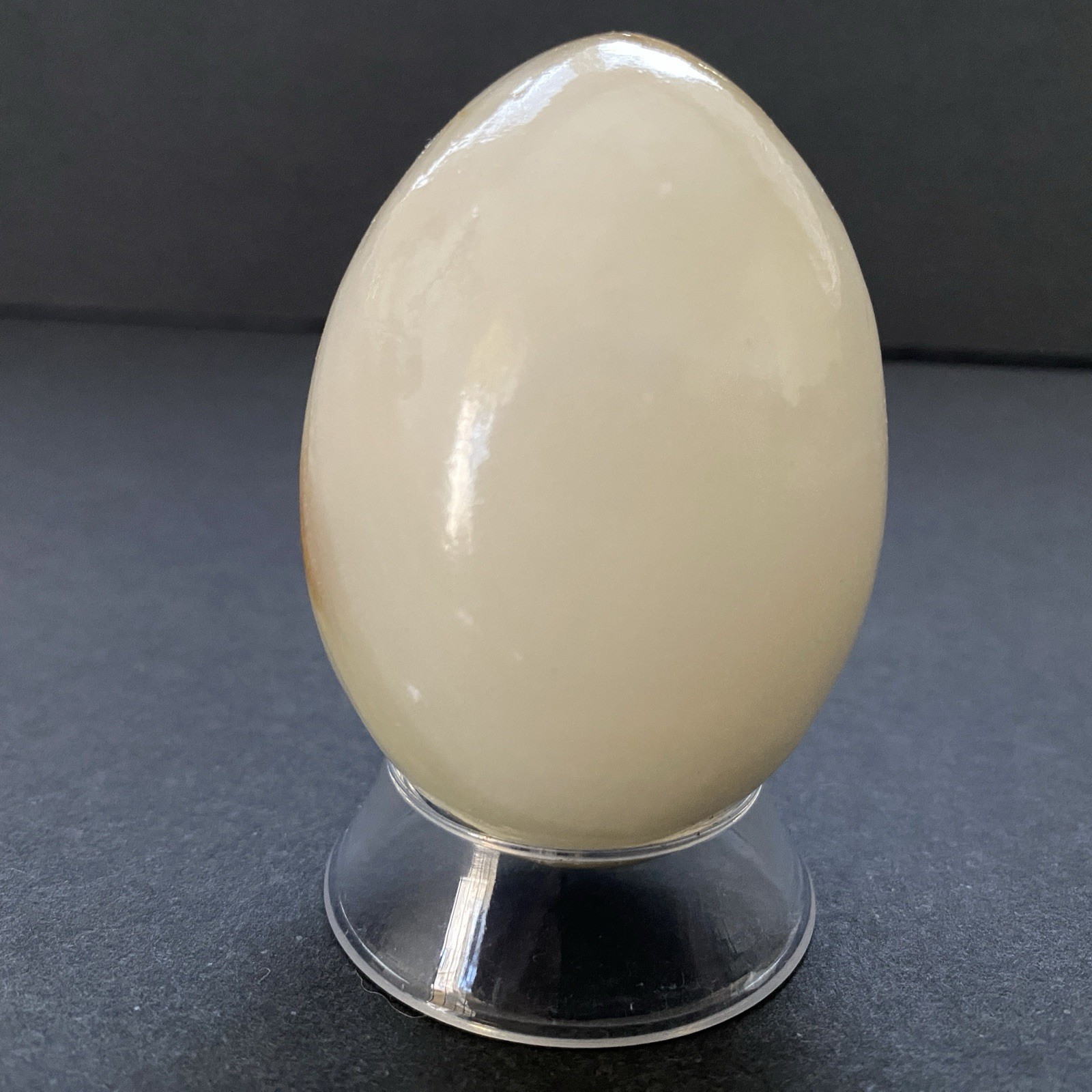 Natural Onyx Stone Egg With Stand Hand Polished Banded Agate Calcite Crystal
