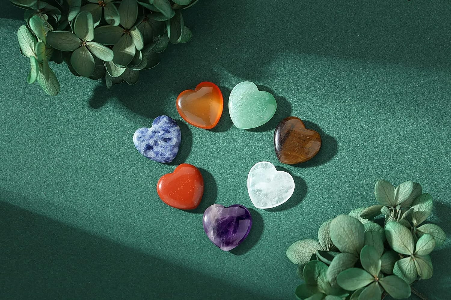 Natural Healing Heart Crystals – 7 Chakra Gemstones Gift Set for Wellness & Love