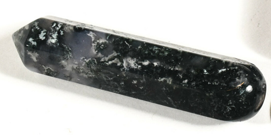 60mm Green Moss Agate Massage Wand Polished Chalcedony Crystal Mineral India 1PC