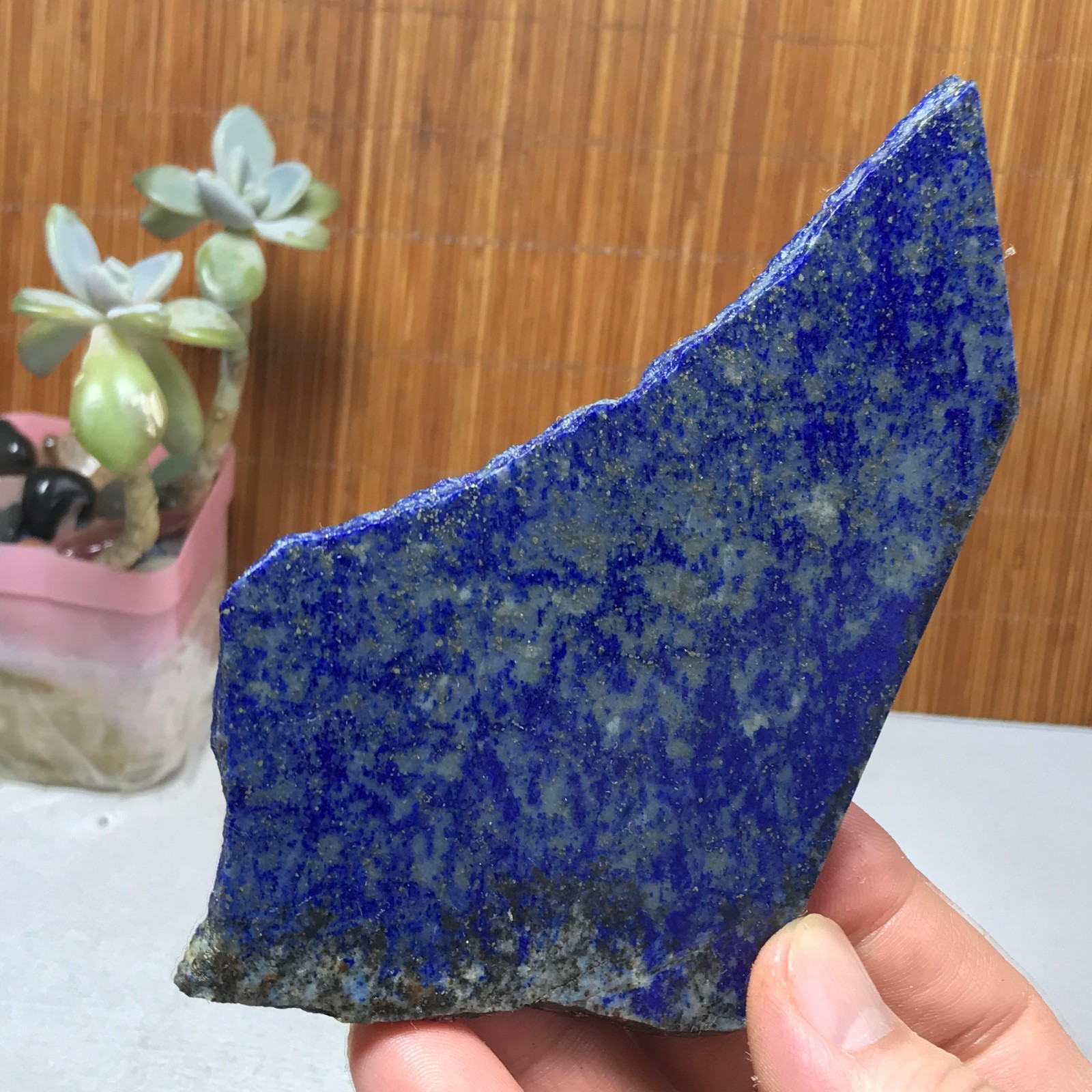 118-79-6mm Natural Lapis lazuli slice Crystal gemstone Polish/rough 104g A2860