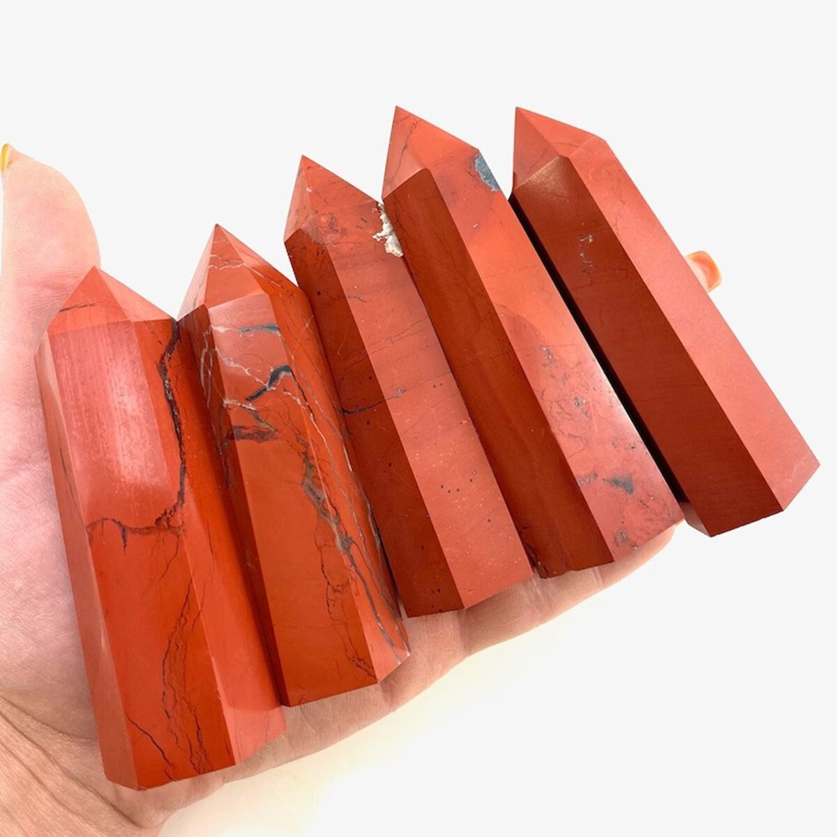 3.15″-3.54″ Natural Red Jasper Crystal Tower Healing Crystal Obelisk Energy Gift