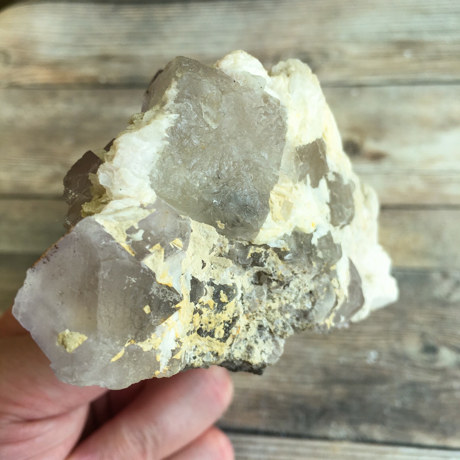 Purple (Lilac) Fluorite Crystal Cluster w/ Baryte: 3.8″ Long; 13.9 oz (394 g);