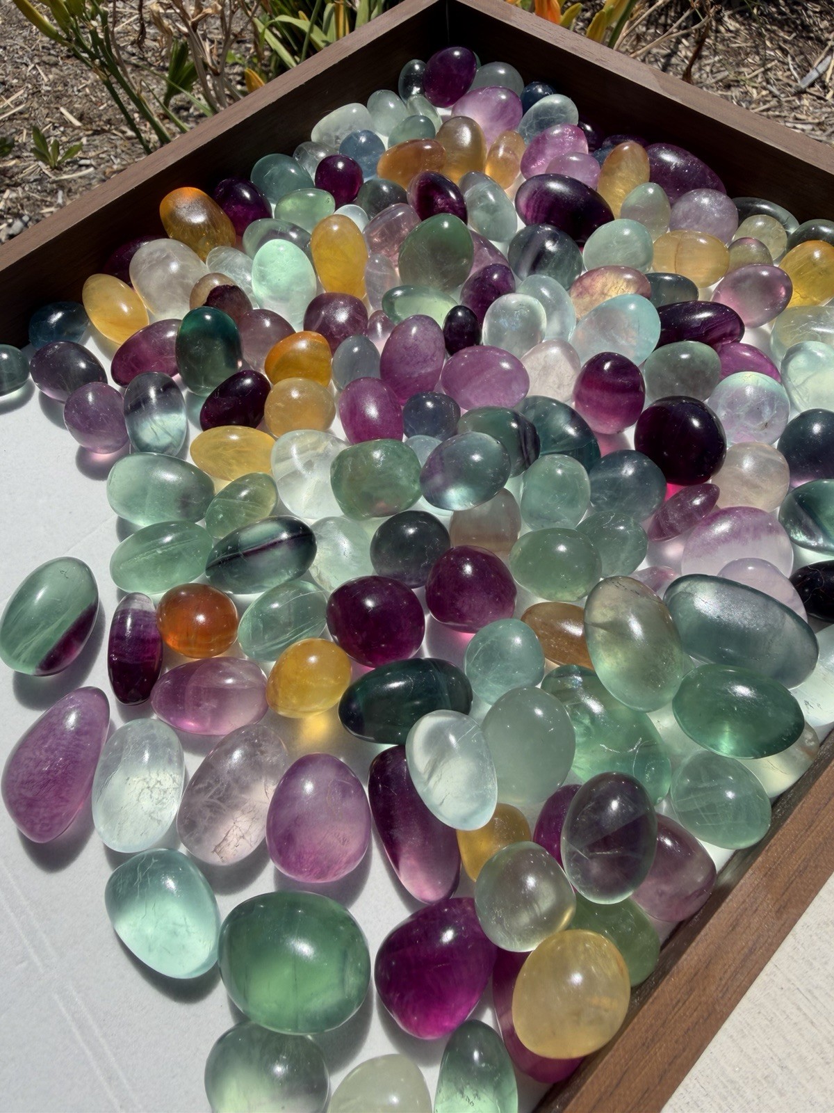 100g High Quality Rainbow Fluorite Tumbled Stones Random Mix Polished Pebbles