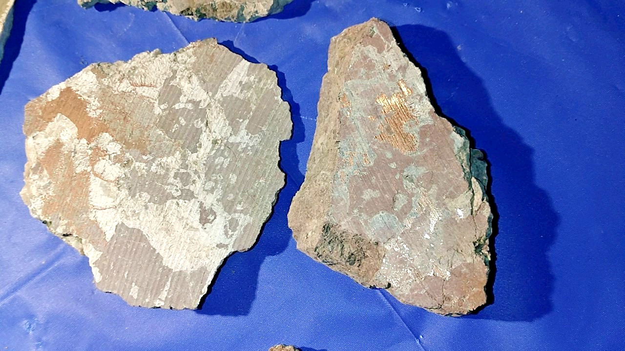 6 Small Slabs Rough Cut Native Copper Nugget Keweenaw Michigan 1.5 lb. in Matrix